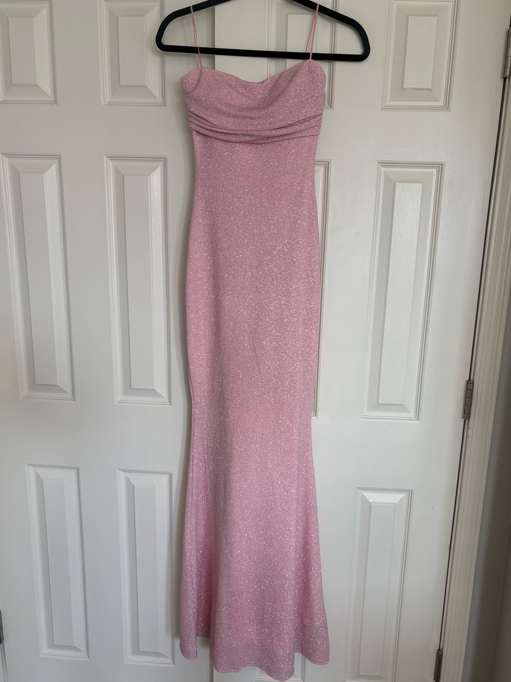 NWT Windsor Baby Pink Strapless Coquette Sparkle Mermaid Long Formal Dress